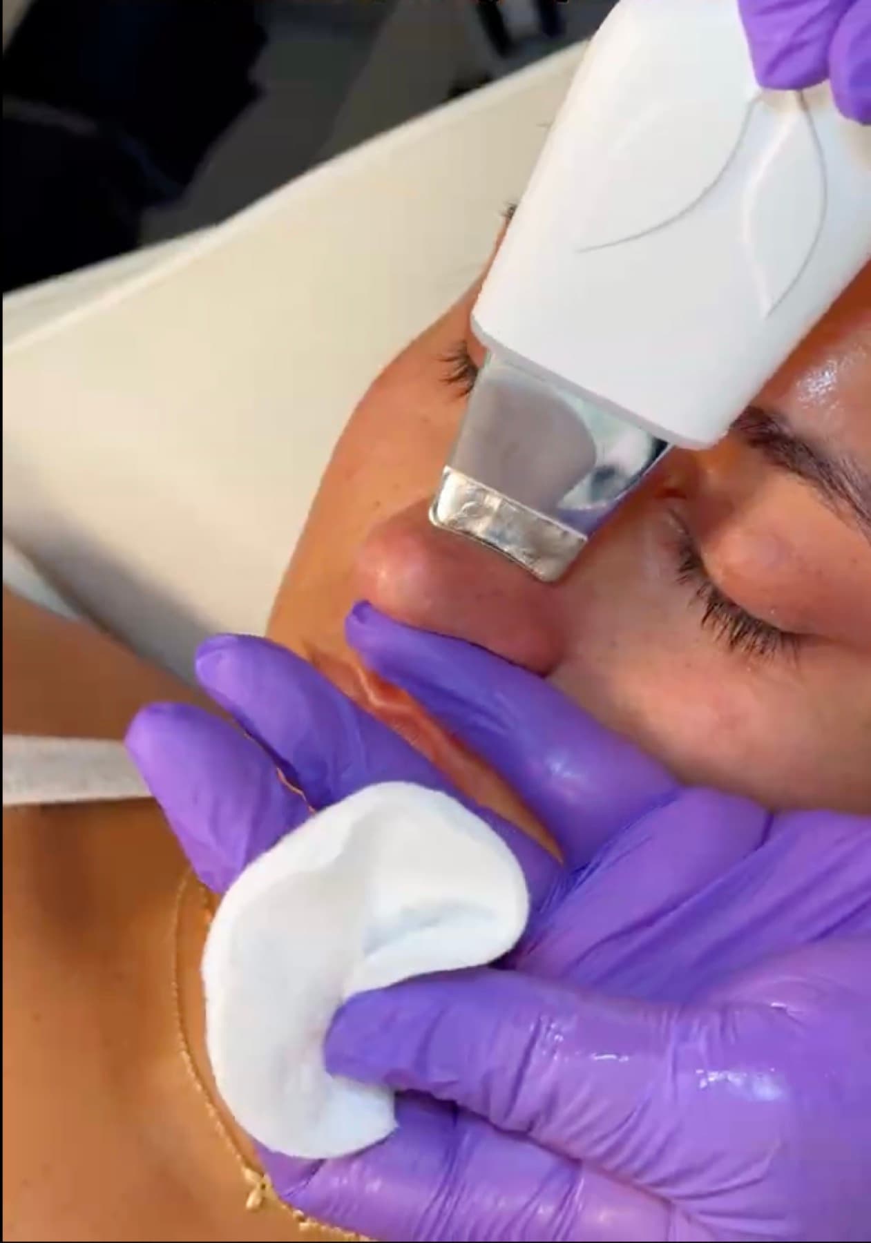 Facial treatment in progress at House of Riri