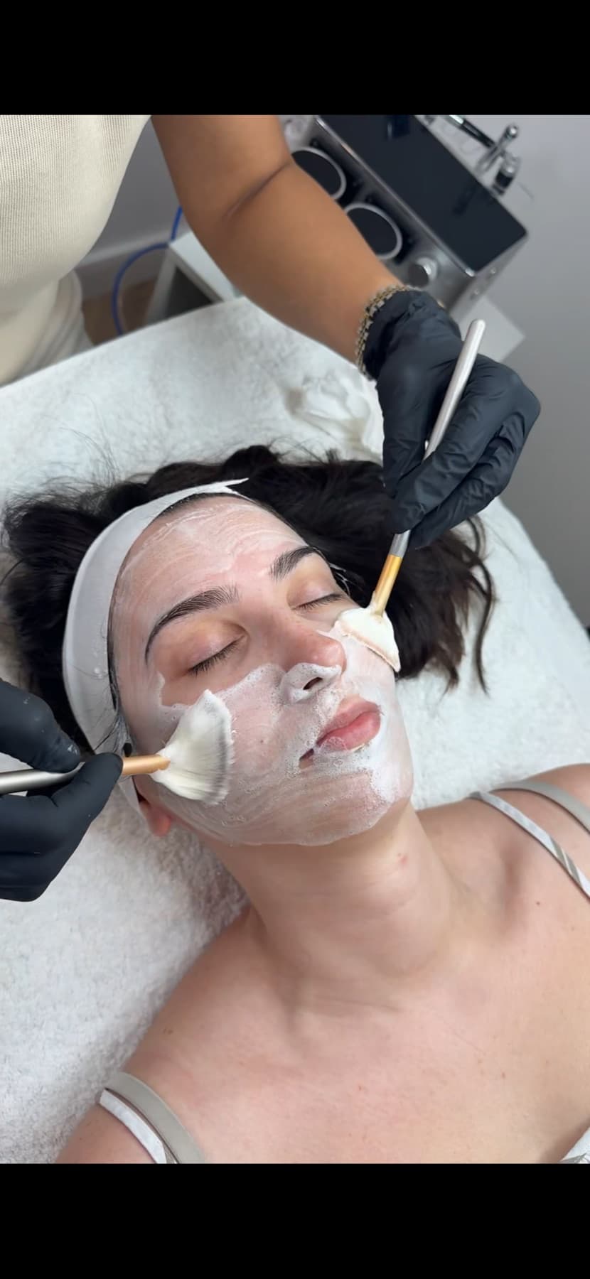 Facial treatment in progress at House of Riri