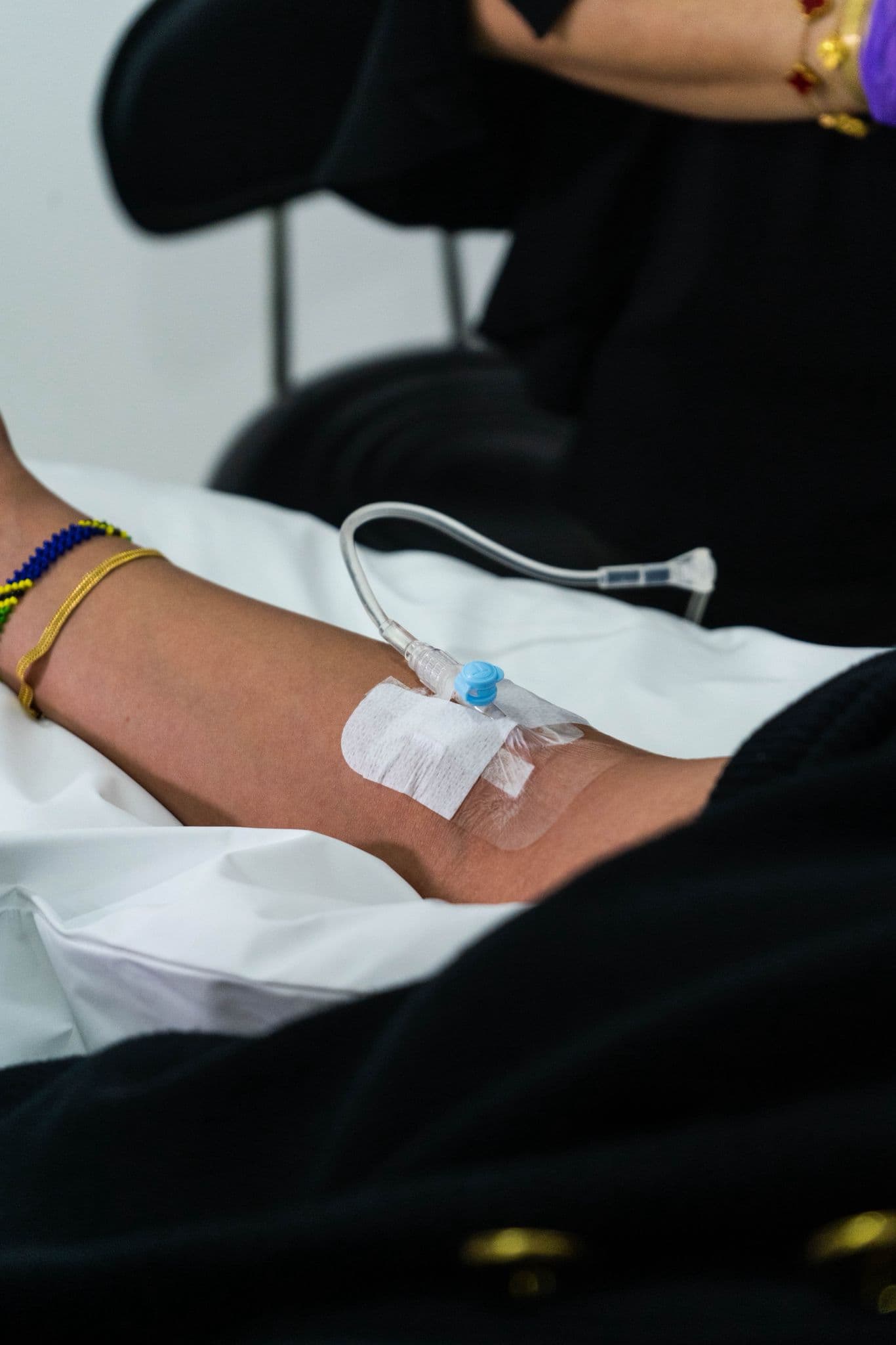IV line in place during a vitamin drip at House of Riri
