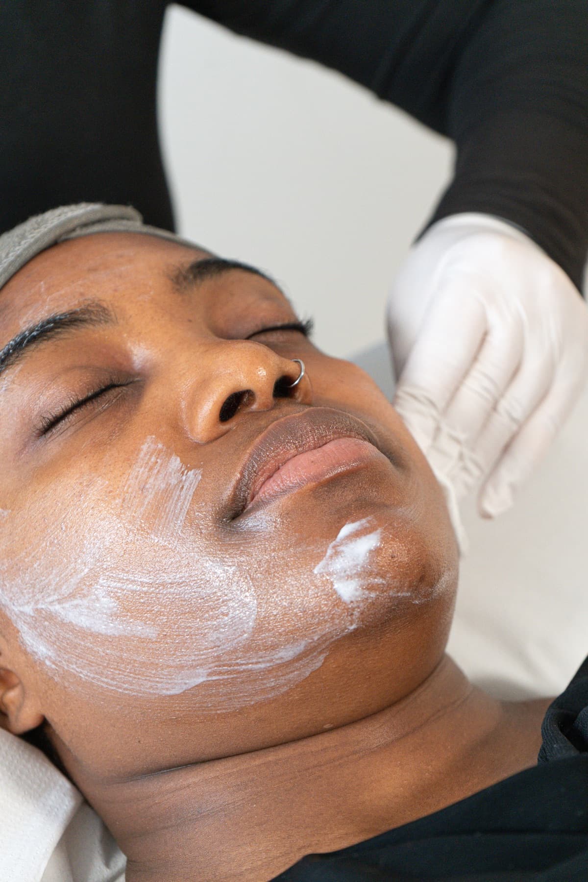 Facial treatment in progress at House of Riri